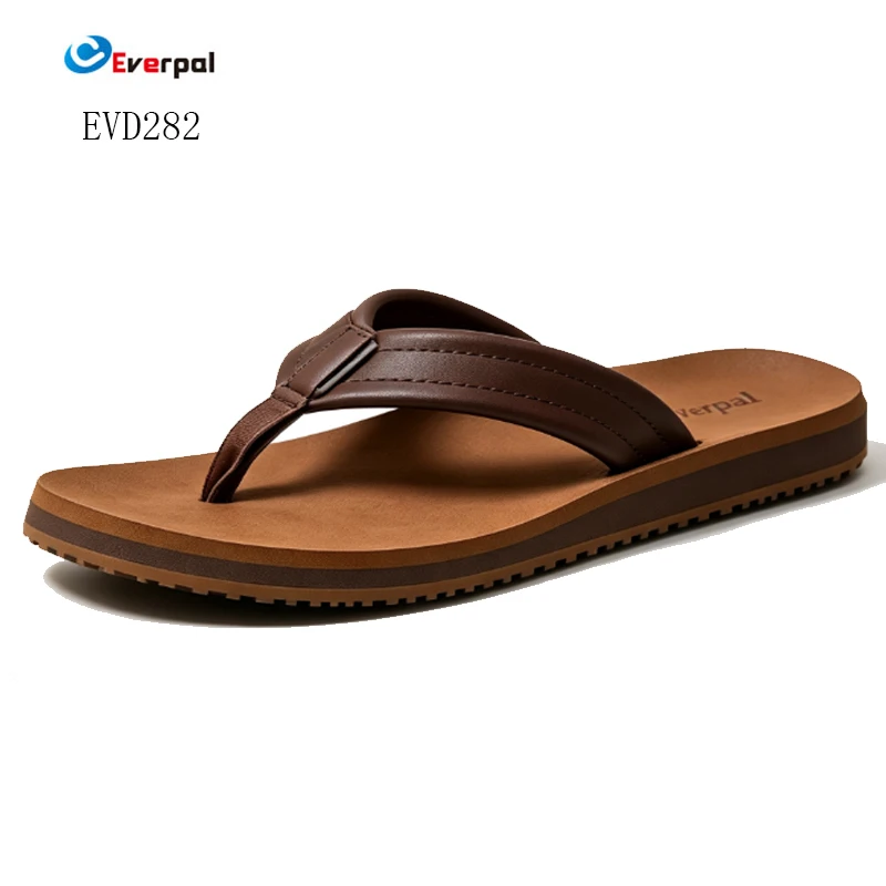 Mga Sandal sa Beach na Panlalaking Genuine Leather Flip Flops